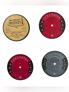 Vintage Broadway Themed Repurposed Record Drink Coasters